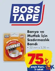 BOSS TAPE BANYO VE MUTFAK İÇİN SIZDIRMAZLIK BANDI fiyat ve kampanya bilgisi